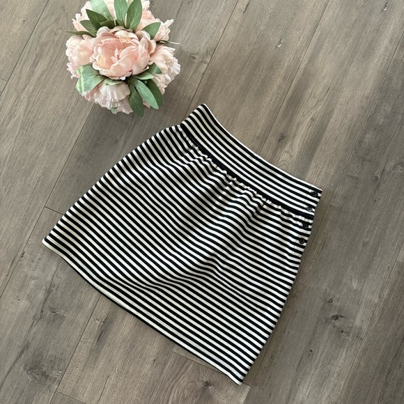 New Joe Fresh Black & White Striped High Waist Mini Skirt - Picture 1 of 5